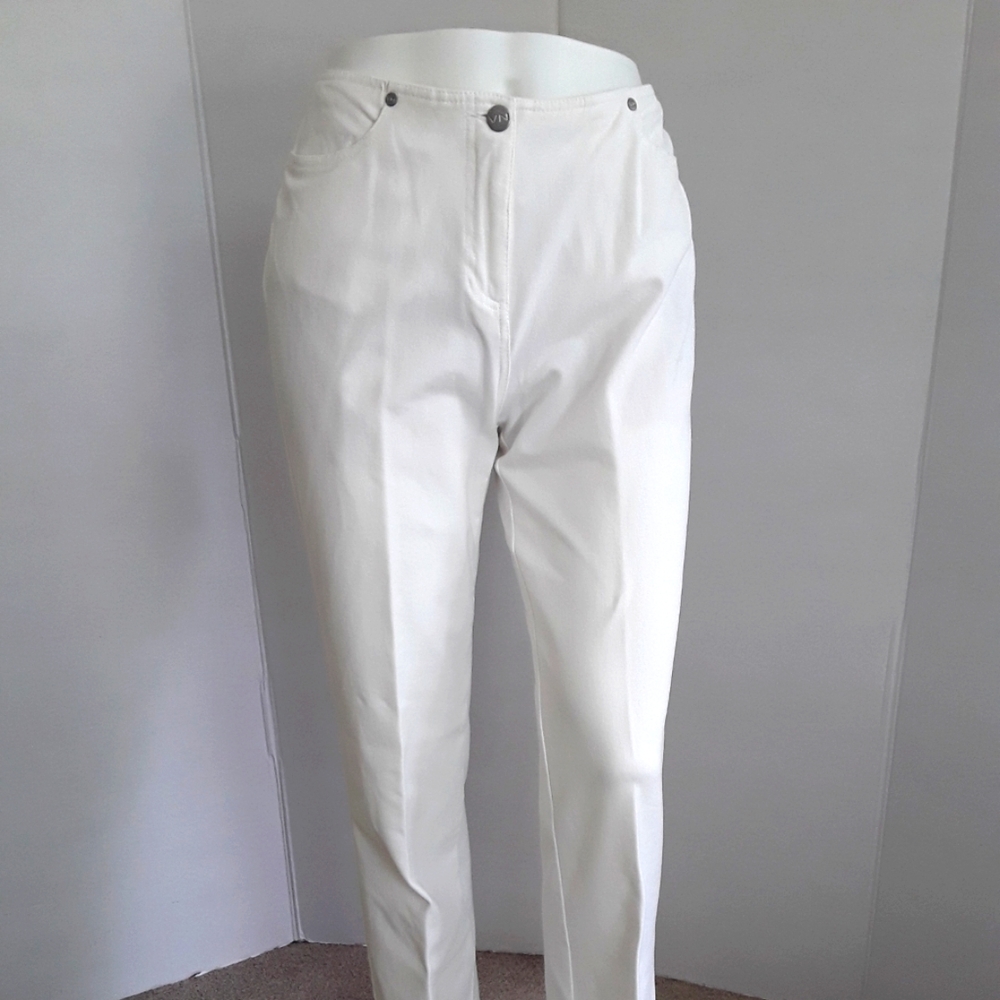VOTRE NOM France 98% Cotton High Waist Straight Leg White Jeans Sz 8 Vtg